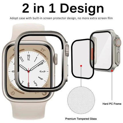 XDfind Tempered Glass PC Case For Apple Watch 40/41/44/45mm | Syndmart