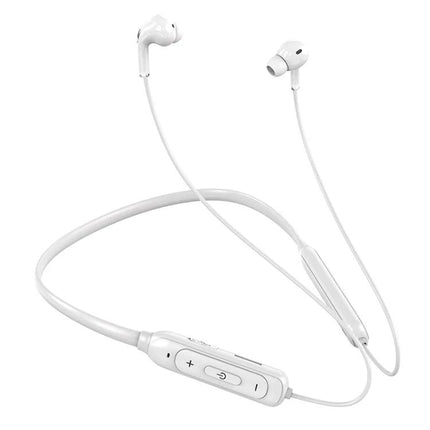 Wireless Neckband Earphones For Jogging And Hands Free Calls white M60 neckband with inline controls and lightweight earbuds
