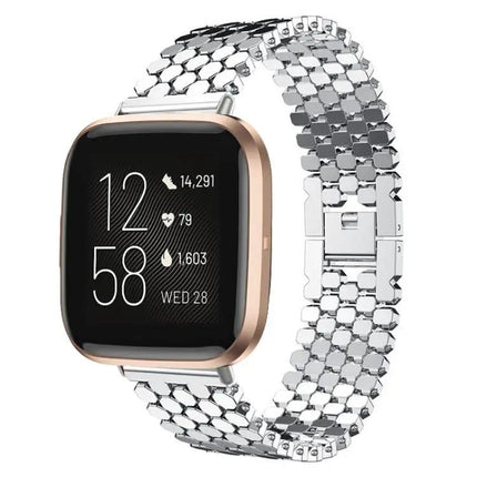 Fish Scale Metal Watch Band For Fitbit Versa 4/3/Sense