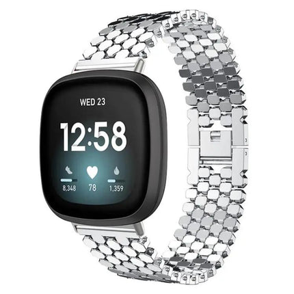 Fish Scale Metal Watch Band For Fitbit Versa 4/3/Sense