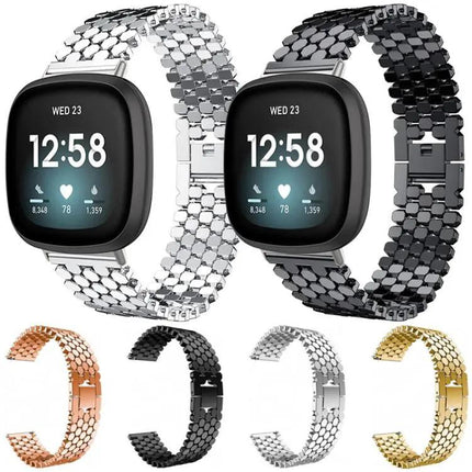 Fish Scale Metal Watch Band For Fitbit Versa 4/3/Sense