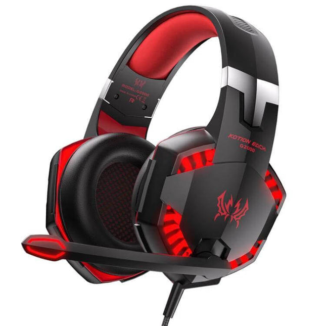 KOTION EACH Wired Gaming Headset With LED Light For PC Console wired red LED headset with microphone and 1.9m cable