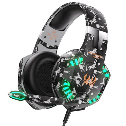 KOTION EACH Wired Gaming Headset With LED Light For PC Console wired headset with green LED camo pattern microphone 1.9m cable