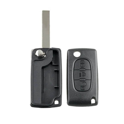 Peugeot 3-Button Folding Key Shell for Citroen Vehicles - replacement black key shell showing open case and button face