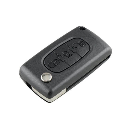 Peugeot 3-Button Folding Key Shell for Citroen Vehicles - replacement black key casing with 3-button layout for DIY electronics transfer