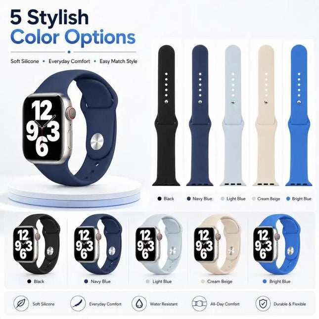 5 Pack Silicone Sports Watch Bands For Apple Watch 38-49mm | Syndmart