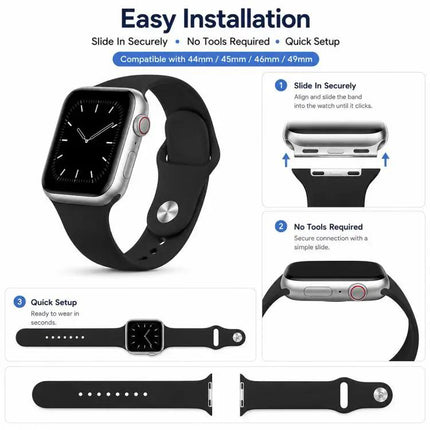 5 Pack Silicone Sports Watch Bands For Apple Watch 38-49mm | Syndmart