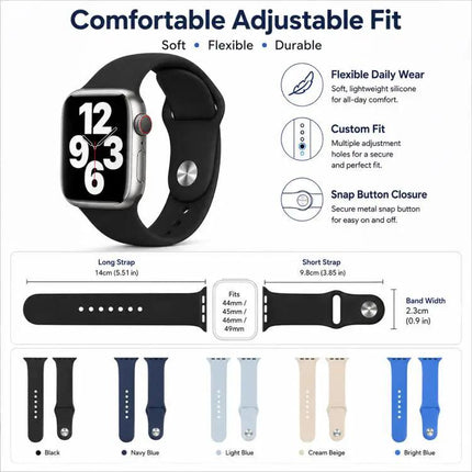5 Pack Silicone Sports Watch Bands For Apple Watch 38-49mm | Syndmart