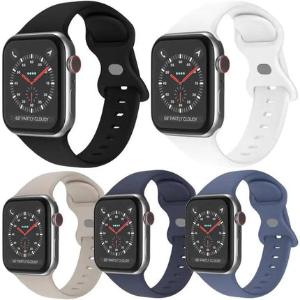 5-Pack Silicone Butterfly Buckle Apple Watch Bands 38-49mm | Syndmart