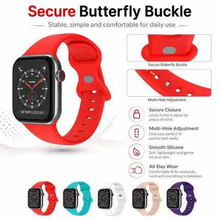 5-Pack Silicone Butterfly Buckle Apple Watch Bands 38-49mm | Syndmart