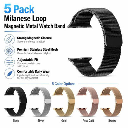 5-Pack XDFind Milanese Loop Magnetic Metal Watch Bands | Syndmart