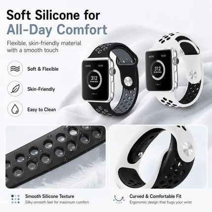 5-Pack Silicone Two-Tone Sport Bands for Apple Watch | Syndmart