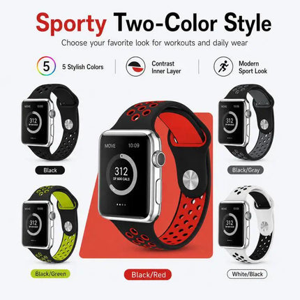5-Pack Silicone Two-Tone Sport Bands for Apple Watch | Syndmart