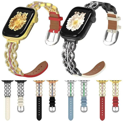Steel Leather Hybrid Watch Band For Apple Watch 38-49mm | Syndmart