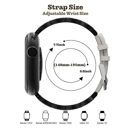 Steel Leather Hybrid Watch Band For Apple Watch 38-49mm | Syndmart