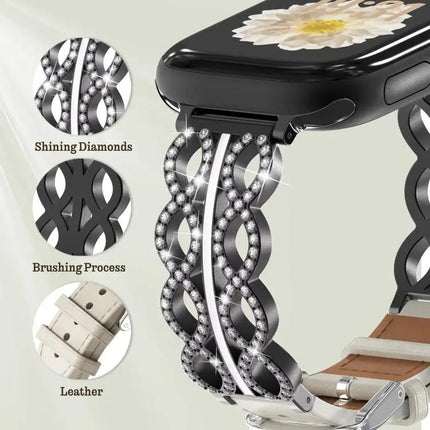 Steel Leather Hybrid Watch Band For Apple Watch 38-49mm | Syndmart