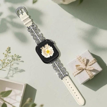 Steel Leather Hybrid Watch Band For Apple Watch 38-49mm | Syndmart