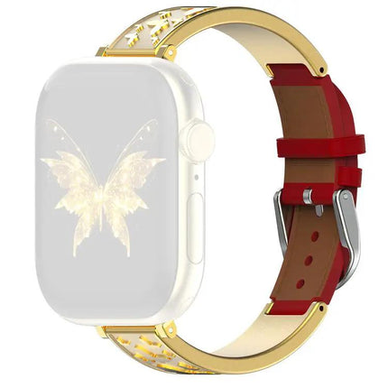 Stainless Steel Hybrid Leather Apple Watch Band 38-49mm | Syndmart
