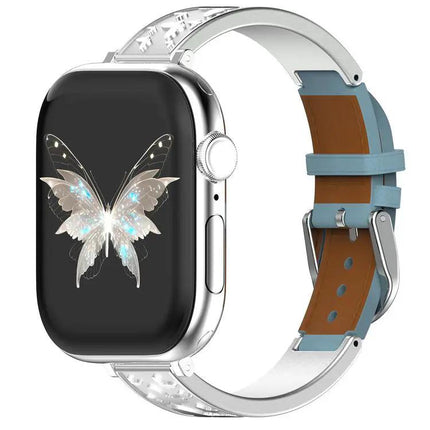 Stainless Steel Hybrid Leather Apple Watch Band 38-49mm | Syndmart