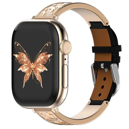 Stainless Steel Hybrid Leather Apple Watch Band 38-49mm | Syndmart