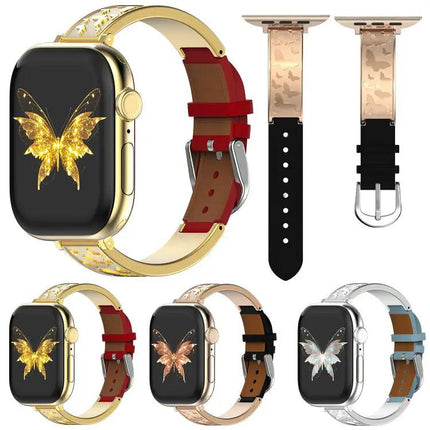 Stainless Steel Hybrid Leather Apple Watch Band 38-49mm | Syndmart