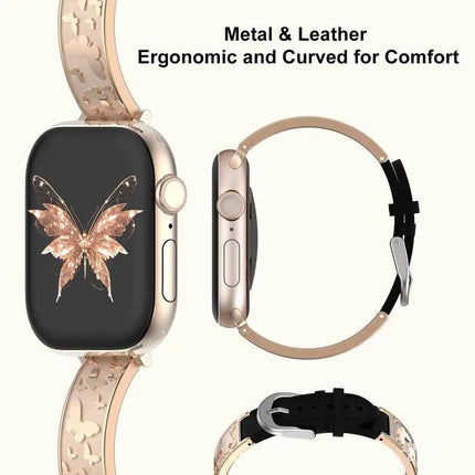Stainless Steel Hybrid Leather Apple Watch Band 38-49mm | Syndmart