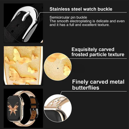 Stainless Steel Hybrid Leather Apple Watch Band 38-49mm | Syndmart