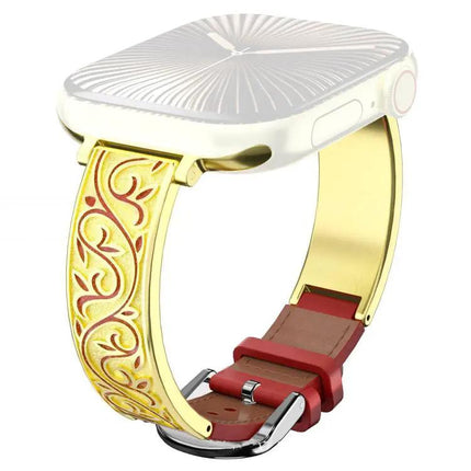 Xdfind Retro Floral Stainless Steel Leather Watch Band | Syndmart