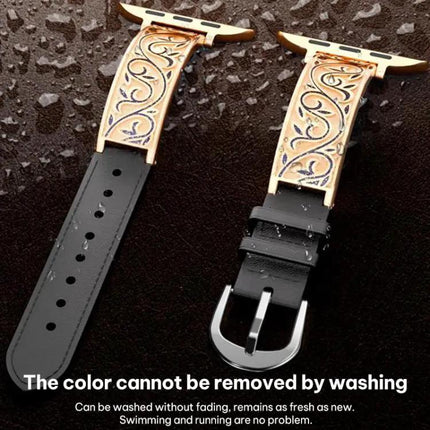 Xdfind Retro Floral Stainless Steel Leather Watch Band | Syndmart