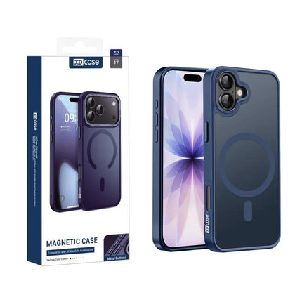 XDcase Magnetic Phone Case For Everyday iPhone Protection Slim For Daily Commutes And Work - slim navy magnetic iPhone case with raised edges and double-shield design