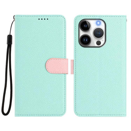 Vegan Leather iPhone Case With Detachable Wallet For Everyday Use - Mint dual-view wallet case with magnetic detachable wallet and wrist strap