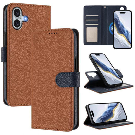 Vegan Leather iPhone Case With Detachable Wallet For Everyday Use showing brown pebble-grain folio, magnetic detachable wallet, card slots and kickstand