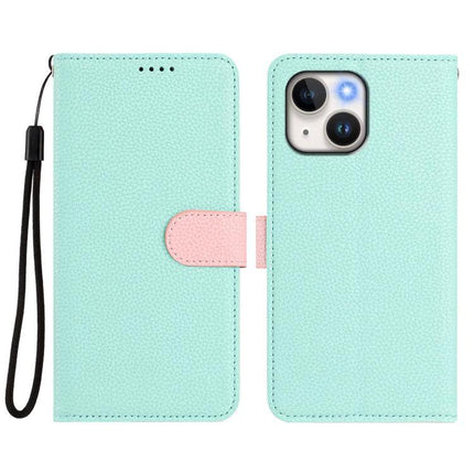 Vegan Leather Cardholder Phone Case For Everyday Protection mint green wallet-style phone case with card slots and wrist strap