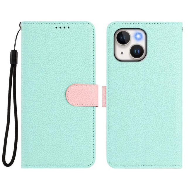 Vegan Leather Cardholder Phone Case For Everyday Protection mint green wallet-style phone case with card slots and wrist strap
