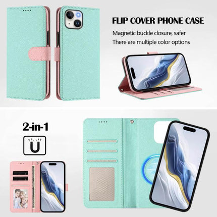 Vegan Leather Cardholder Phone Case For Everyday Protection - mint green flip cover with card slots and magnetic closure