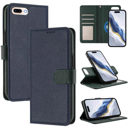 Detachable Vegan Leather Wallet Phone Case For On-The-Go Use - dark green pebbled wallet case with magnetic detachable card pocket and phone stand