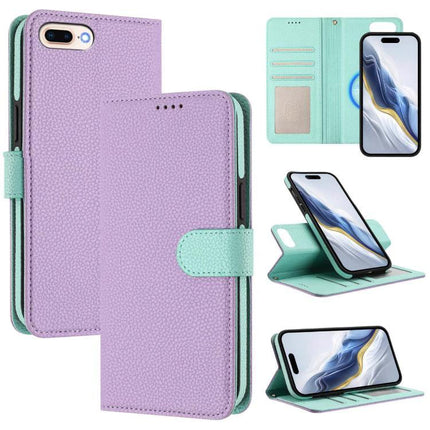 Detachable Vegan Leather Wallet Phone Case For On-The-Go Use in lavender with mint interior, magnetic detachable wallet, card slots and kickstand