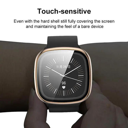 XDfind Tempered Glass PC Protective Case for Fitbit Versa 3/4