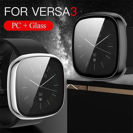 XDfind Tempered Glass PC Protective Case for Fitbit Versa 3/4