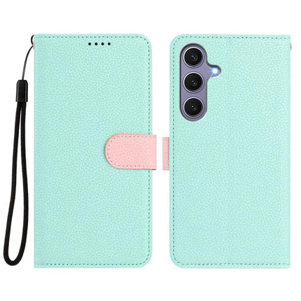 Vegan Leather Samsung Phone Case Everyday Protection mint green wallet case with detachable card holder and wrist strap