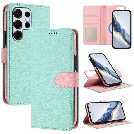 Vegan Leather Samsung Phone Case Everyday Protection mint green detachable wallet folio showing card slots and stand feature