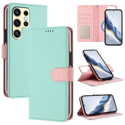 Vegan Leather Samsung Phone Case With Card Slots - mint green PU wallet case with TPU interior, card slots and kickstand for hands-free use