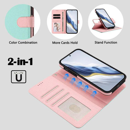 Vegan Leather Samsung Phone Case With Card Slots - pink PU wallet case with stand, multiple card slots and magnetic closure for hands-free use