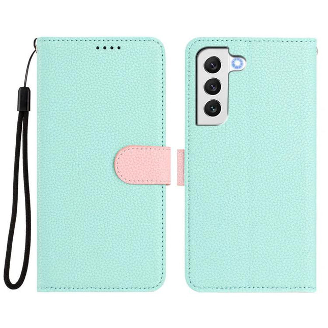 Vegan Leather Case For Samsung Phone Protection mint green wallet with detachable 2-in-1 magnetic wallet, RFID blocking, built-in stand