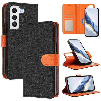 Vegan Leather Case For Samsung Phone Protection with detachable 2-in-1 wallet, RFID blocking, built-in stand, card slots and magnetic attachment