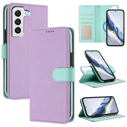 Vegan Leather Case For Samsung Phone Protection - lavender mint detachable wallet with RFID blocking, card slots, magnetic stand