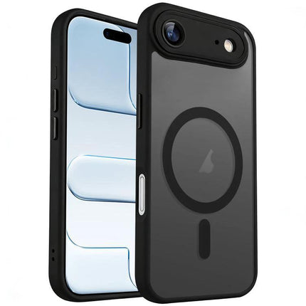 XDcase Frosted Magnetic Phone Case For Everyday Protection On Commutes And Outings - black frosted magnetic phone case showing MagSafe circle, slim protective design