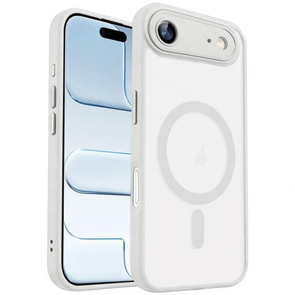 XDcase Frosted Magnetic Phone Case For Everyday Protection On Commutes And Outings - white frosted magnetic case showing MagSafe ring and slim profile