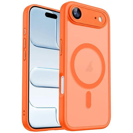 XDcase Frosted Magnetic Phone Case For Everyday Protection On Commutes And Outings - orange frosted magnetic phone case showing wireless charging ring