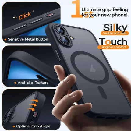 XDcase Frosted Magnetic Phone Case For Everyday Protection On Commutes And Outings – frosted magnetic case showing anti-slip texture, sensitive buttons, wireless charging ring